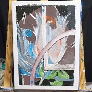 Modern Abstract Canvas with Blue and Green Highlights